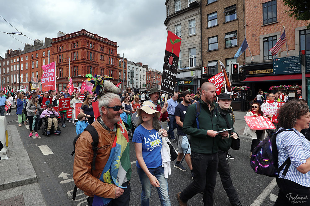 The Emerald Isle 爱尔兰(一)(3): 午后时分偶遇游行队伍，仔细一看是反堕胎的，RALLY FOR LIFE。<br>本地同事说这儿游行几乎周周有，上周末是声援同性恋的彩虹队伍。