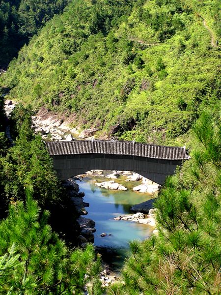 廊桥如梦(4): 三魁境内的三条桥是泰顺最富有盛名的古廊桥<br>静卧在青山涧溪<br>晨光下如同童话般美丽