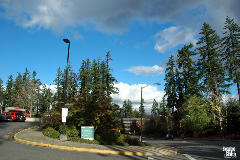 Sleepless in Seattle(21): 西雅图是微软、波音的总部，第一家星巴克也在这里<br>这是微软会议中心的外景，我怎么都认为微软是在一片森林中建成的，<br>园区中随便可见粗过一抱的巨大雪松，我们还在松林下看到了比巴掌还大的白蘑菇
